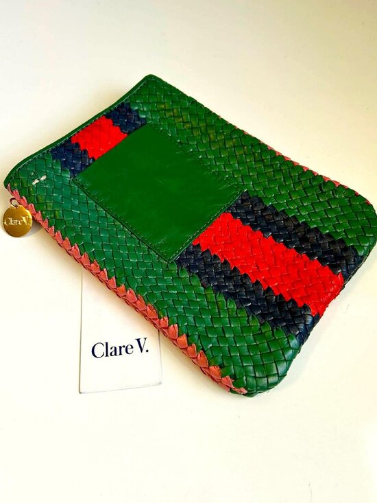 Clare V. Handbags - NWT CLARE V. Poche Boho Hand Woven Leather Mini Pouch Bag MSRP $245
